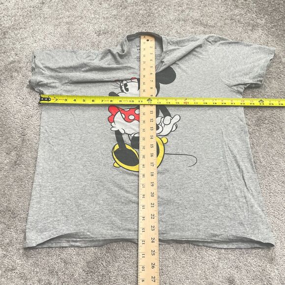 Disney Minnie Mouse Graphic T-Shirt Women Large Gray Crew Neck Casual Cotton Tee - Picture 5 of 8